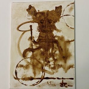 Abstract Canvas Art, Coffee Painting, Coffee Decor.